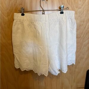 Abercrombie & Fitch White Eyelet Scallop-Hem High-Waist Shorts